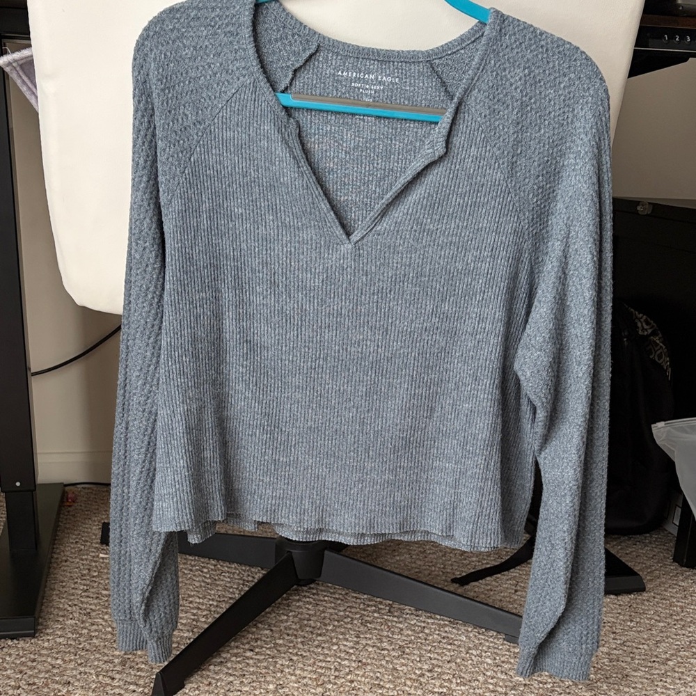 American Eagle Outfitters Gray Long Sleeve Top